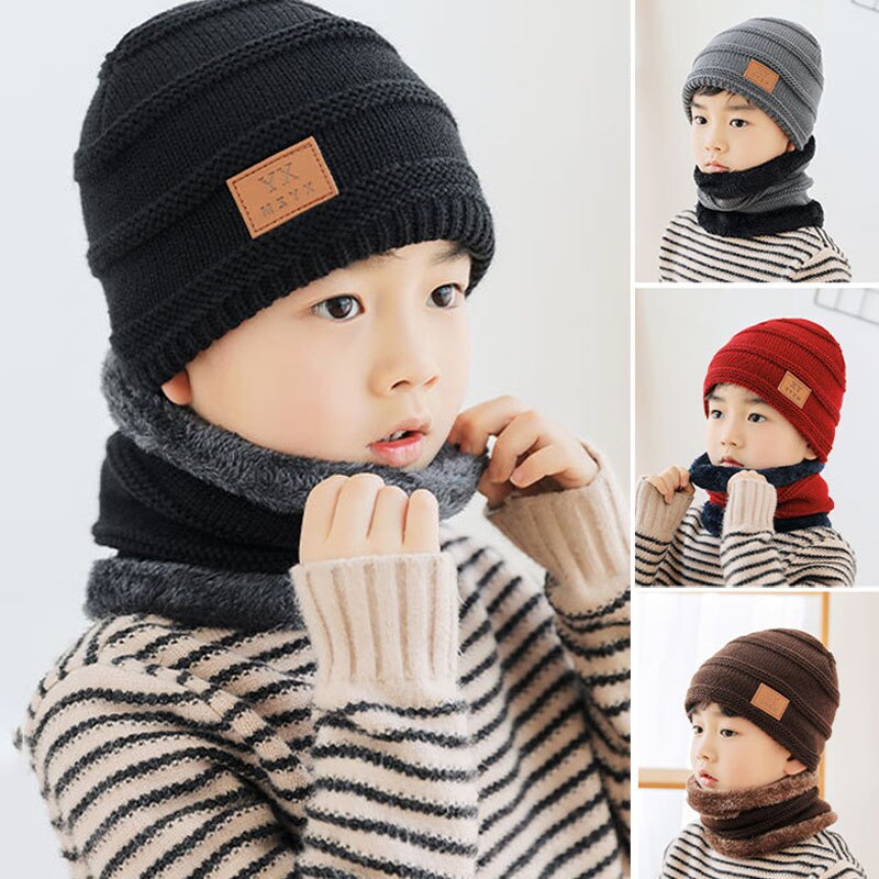Q 48-54CM 패션 따뜻한 귀 두꺼운 플랜지 겨울 모자 니트 스카프 세트 모자 한국 스타일